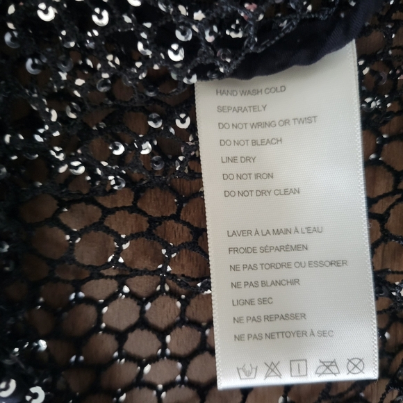 Free People Women's Sparks Fly Sheer Sequin Black Long Sleeves Top Size XS - Picture 8 of 14